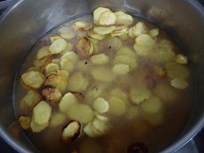 Suquet de cabracho y patatas. (stew large-scale scorpion fish )