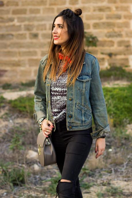 crop top and denim jacket