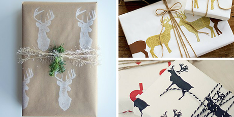 Libros de Navidad empaquetados con decoración de renos
