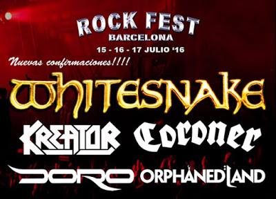 El Rock Fest Bcn 2016 suma a Whitesnake, Kreator, Doro, Coroner, Orphaned Land...