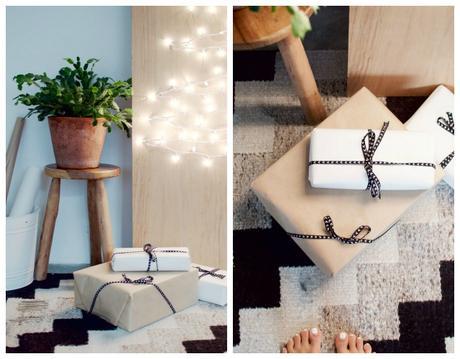 DIY árbol de Navidad con luces en la pared.