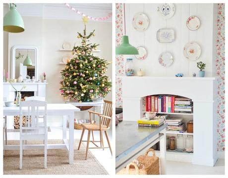 Decoración de Navidad en colores pasteles.