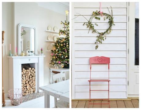 Decoración de Navidad en colores pasteles.