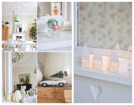 Decoración de Navidad en colores pasteles.