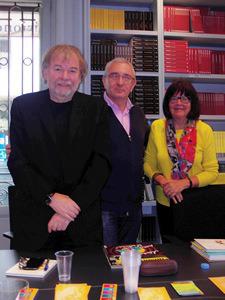 Con Jostein Gaarder y Michi Strausfeld