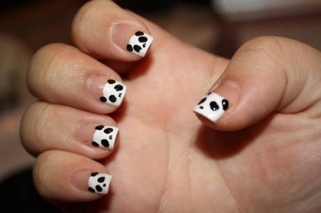 Panda Nail Design on Half of Nail