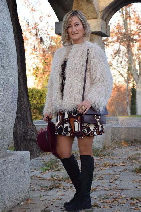 Fluffy coat and dress