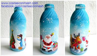 Cómo decorar de manera  fácil botellas para navidad