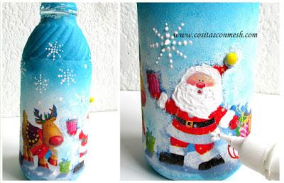 Cómo decorar de manera  fácil botellas para navidad