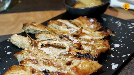 Secreto ibérico con chalotas caramelizadas y patatas machaconas (14€)