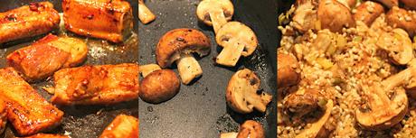 Arroz con costillas y champiñón portobello