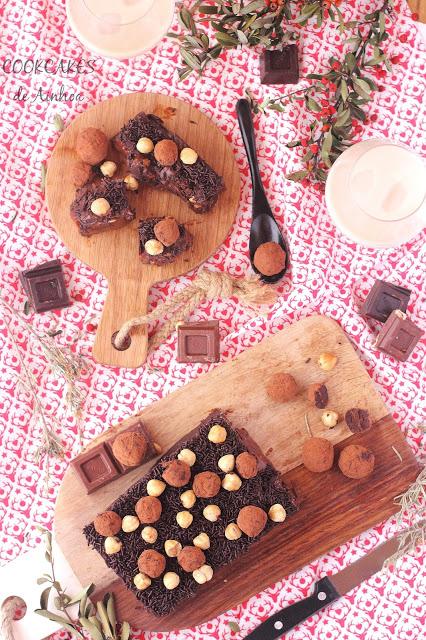 TURRÓN CREMOSO DE CHOCOLATE CON TRUFAS