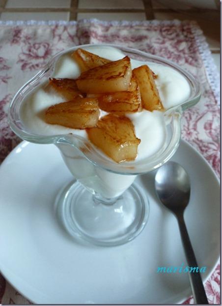 postre ligero de queso y piña asada,ración copia