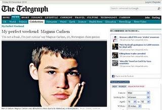 Magnus Carlsen entrevistado en The Telegraph