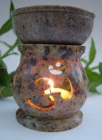 Soap Stone Oil Burner with Om cut-out design