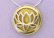 Large Lotus Pendant with back and border - 22ct Gold Plated - Hand-made in the UK by Sally Andrews