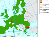 SO2: Mapa valor límite horario para protección salud (Europa, 2008)
