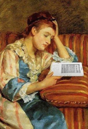 La señora Duffee, leyendo en su kindle