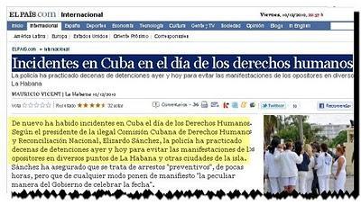 Incidentes en Cuba en el día de los derechos humanos, según El País de España (+ fotos y video)