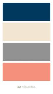Home Decor Color Palette - Coral & Navy - Paleta de Color para Decorar el Hogar.
