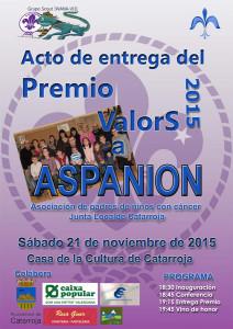 Premi Valors 2015 a ASPANION, Asociación de padres de niños con cáncer