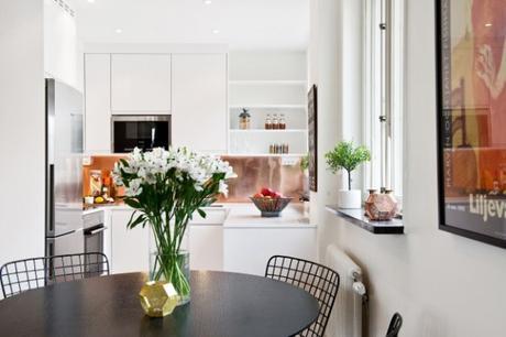 Frentes de cobre en la cocina Cocina sin tiradores