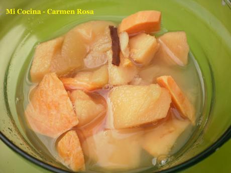 COMPOTA DE BATATAS, MEMBRILLO Y PERO