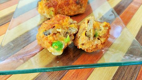 Croquetas vegnas de seitán, calabaza, champiñones y brócoli