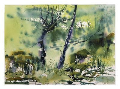 Verde bosque. Acuarela para Navidad