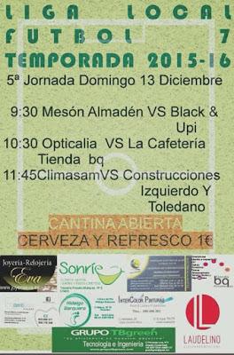Hoy partidos de la Liga Local de Fútbol de Almadén