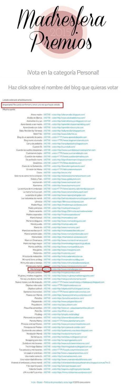 nominados categoria Personal