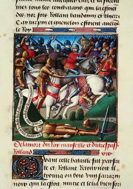 “The death of Roland” Imagen del códice “Miroir Historial” de Vincent de Beauvais, Siglo XIII