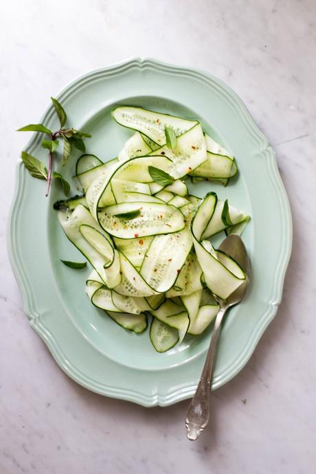 CARPACCIO DE PEPINOS + CREPES DE DURAZNOS PARA REVISTA JENGIBRE + NUEVO DISEÑO DE BLOG CON RECETA IMPRIMIBLE