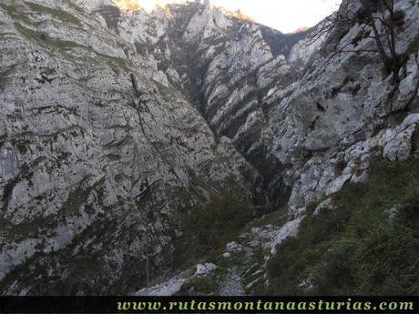 Senda Cartero, Peña Salón y Vibolines: Sendero bajando al desfiladero de los Beyos