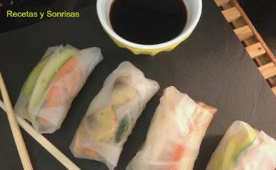 ROLLITOS VIETNAMITAS CON VERDURAS  Y POLLO