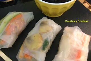 ROLLITOS VIETNAMITAS CON VERDURAS  Y POLLO