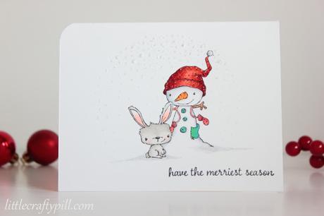One layer Christmas card: Masking and Copic coloring