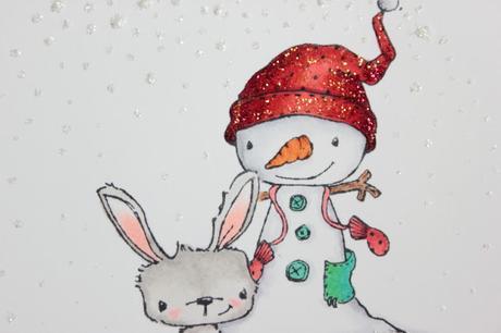 One layer Christmas card: Masking and Copic coloring