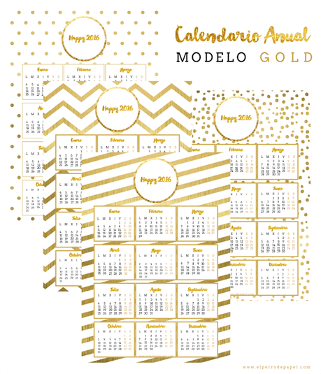 Calendario y Organizador Imprimible para Bloggers y Emprendedoras Modelo Gold