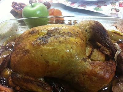 Pollo De Corral Con Castañas, Manzana Y Orejones Al Oporto
