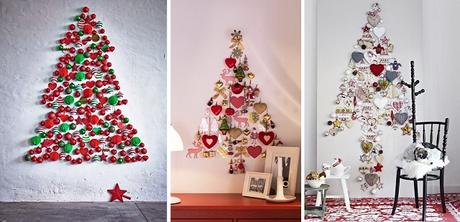 árboles de navidad hechos con adornos