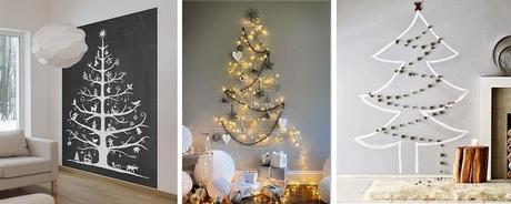 árbol de navidad de pared dibujado con tiza