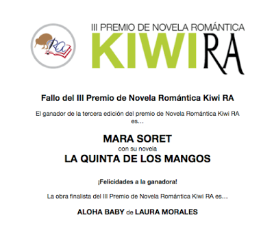Fallo del tercer Premio Kiwi RA de Novela romántica