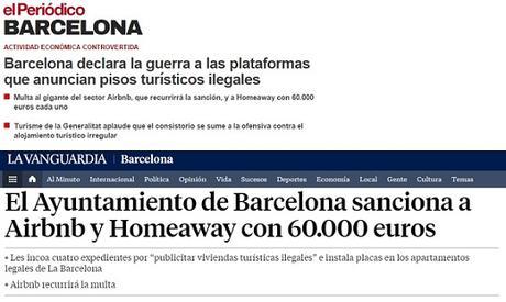 prensa Multa de 60.000 euros a Airbnb y HomeAway en Barcelona