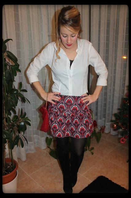 Red Print Skirt