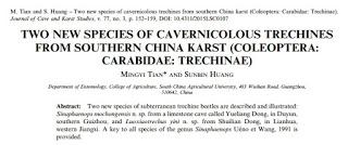 Dos nuevas especies de carábidos de cuevas de China