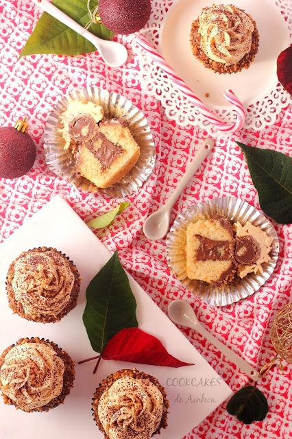 CUPCAKES DE FERRERO ROCHER, NUTELLA Y AVELLANA