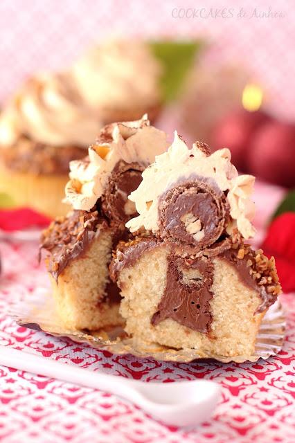 CUPCAKES DE FERRERO ROCHER, NUTELLA Y AVELLANA