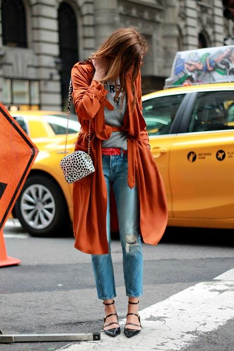 Street style with trench