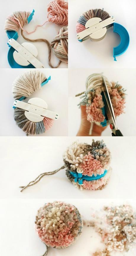 DIY tapiz con pompones de lana